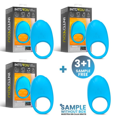 Pack 3 + Tester Ringo Vibrating Ring with APP Blue