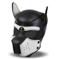 Hound Neoprene Dog Hood with Removable Muzzle White/Black One Size