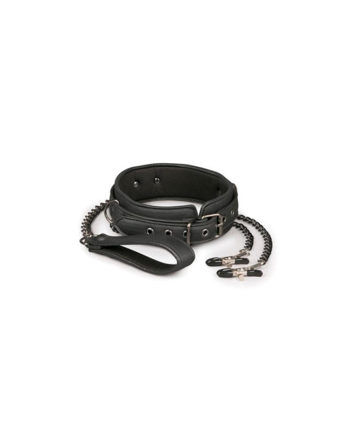 Leather Collar With Nipple Chains