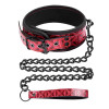 Adjustable Collar With Leash Diamond Vegan Leather