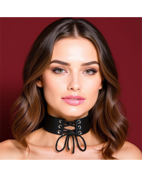 Collar with Lace Vegan Leather One Size