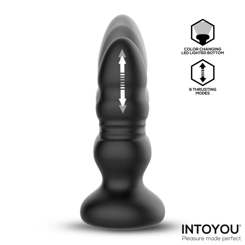 Krax Butt Plug with Vibration, Thrusting, Led Light and Remote