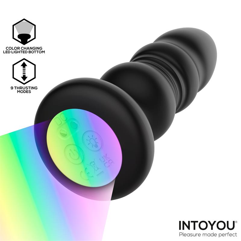 Krax Butt Plug with Vibration, Thrusting, Led Light and Remote
