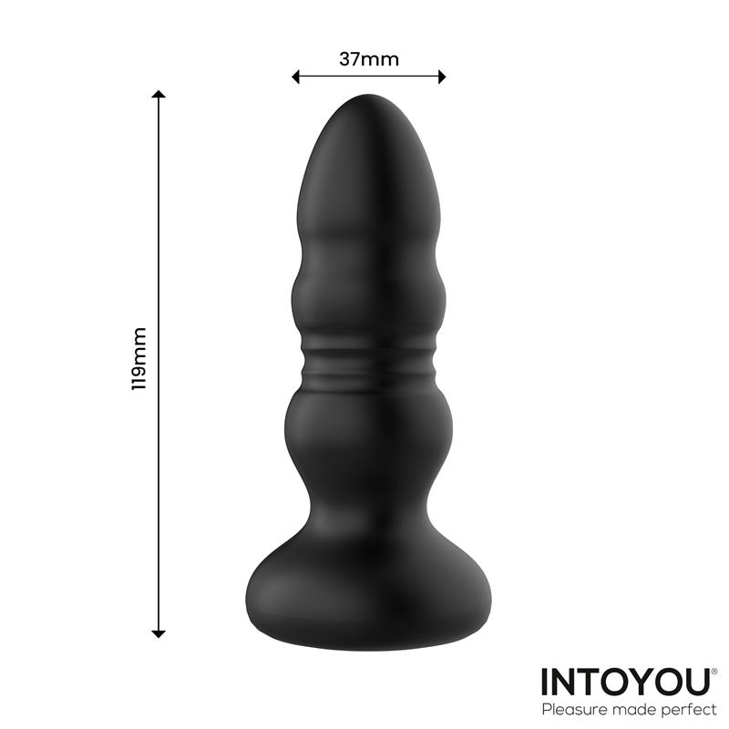 Krax Butt Plug with Vibration, Thrusting, Led Light and Remote
