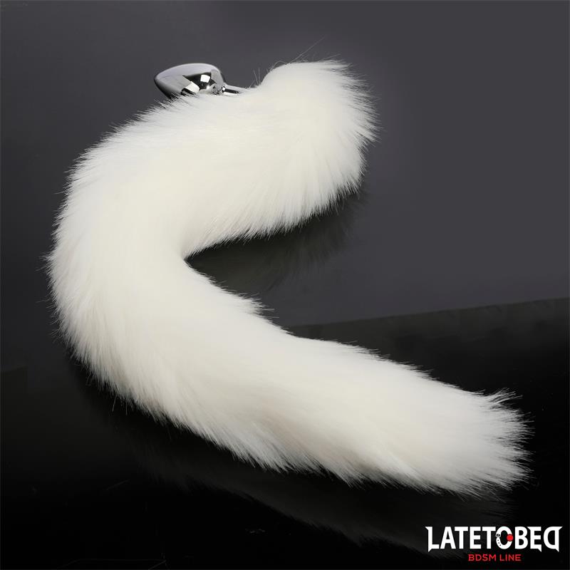 Anal plug with tail White 40 cm