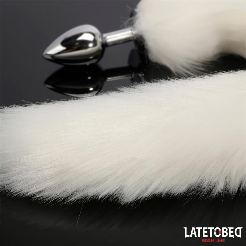 Anal plug with tail White 40 cm