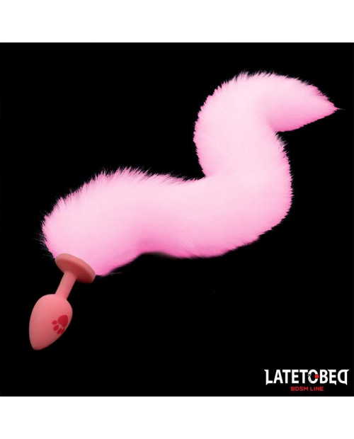 Pink Silicone Fox Tail Anal Plug Pink