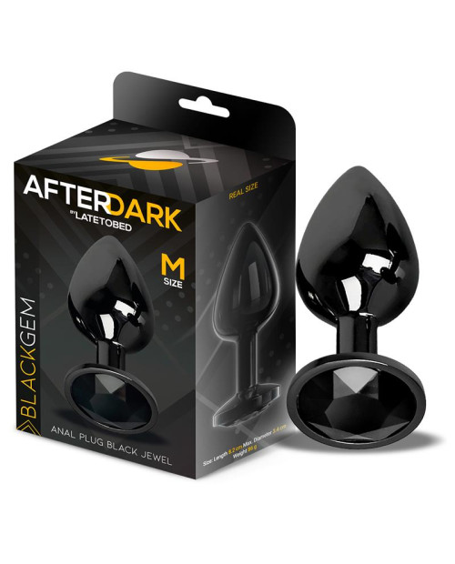 Blackgem Metalic Butt Plug with Jewel Black Size M