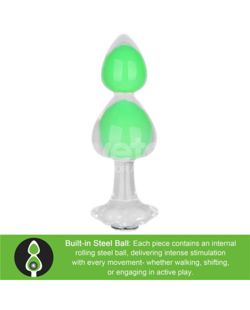 Gemoria Silicone Butt Plug Internal steel ball Glow in Dark