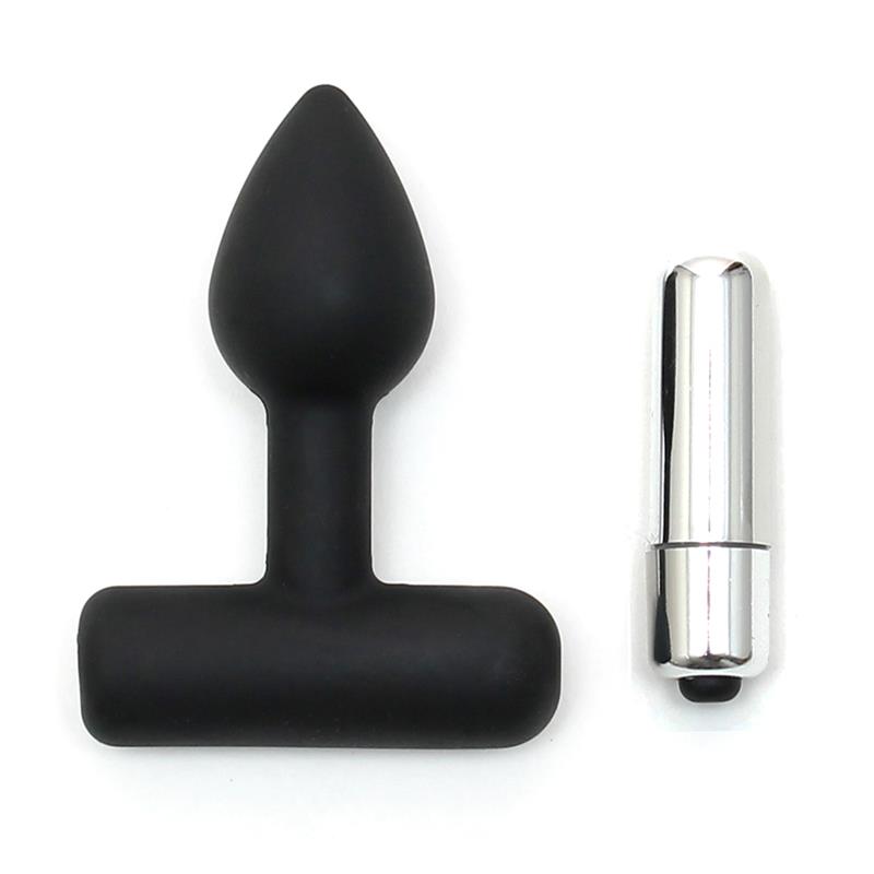 Butt Plug with Vibrating Bullet Black