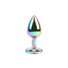 Rainbow Effect Metal Butt Plug with Heart Jewel 2,7