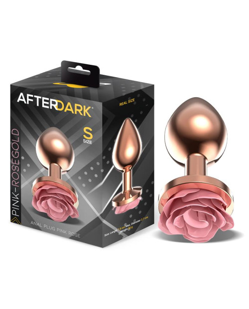 Rosegold Metal Anal Plug with Pink Rose Base - Size S