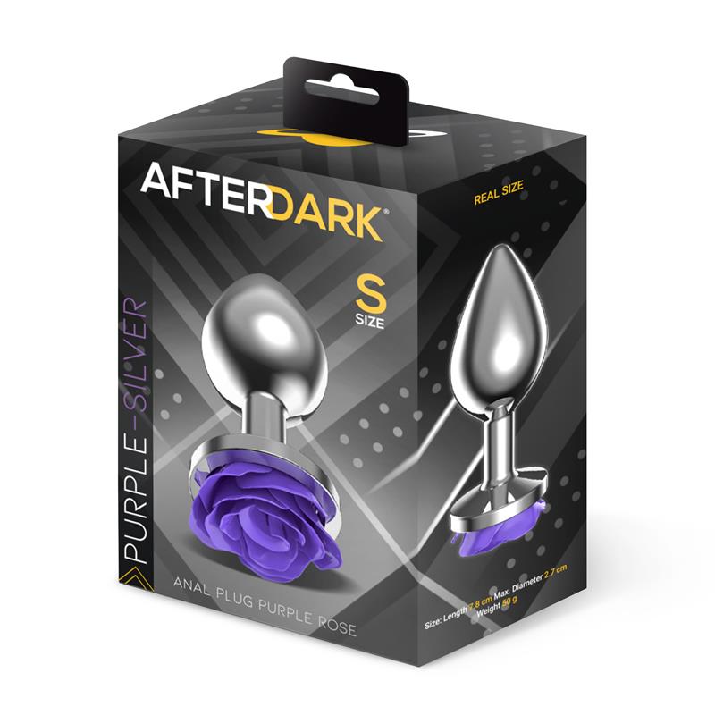 Metal Anal Plug with Purple Rose Base - Size S