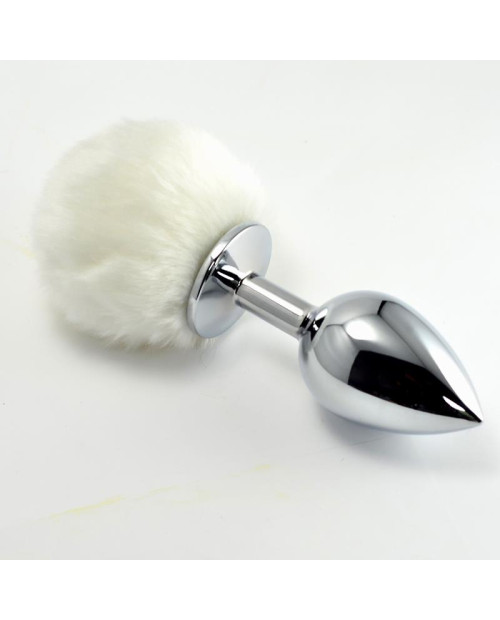 Metal Butt Plug qwith White Blanco Size S