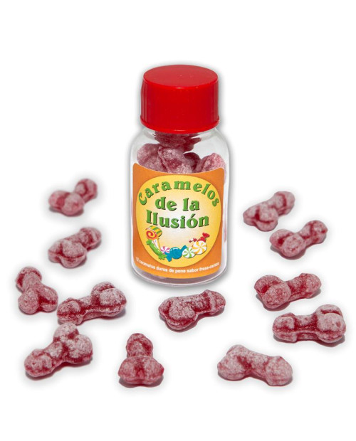 Jar of 12 Candies Penis Shape Fruit Flavor.