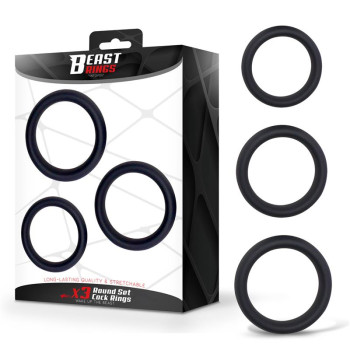 Set of 3 Penis Rings Silicone S, M and L