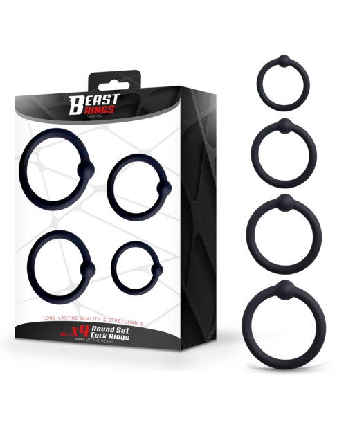 Set of 4 Penis Rings Silicone S, M, L and XL