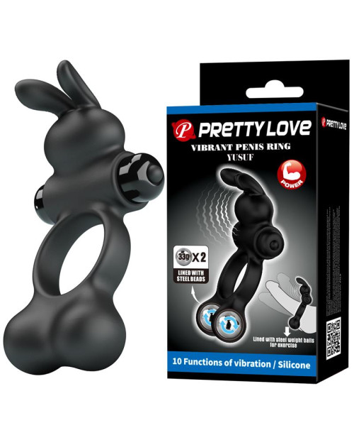 Yusuf Vibrating Penis Ring with Steel Beads 2x33gr