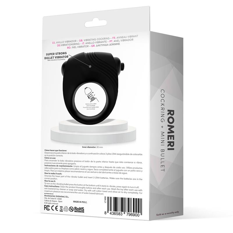 Romeri Ring + Vibrating Bullet Silicone Black
