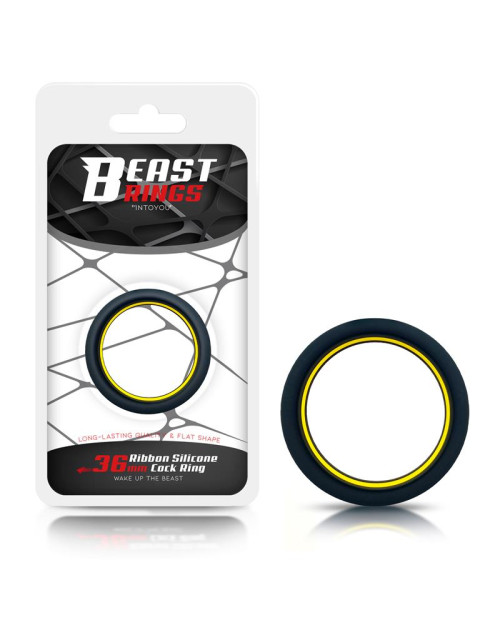 Penis Ring 100% Solid Silicone 3.6 cm Yellow and Black