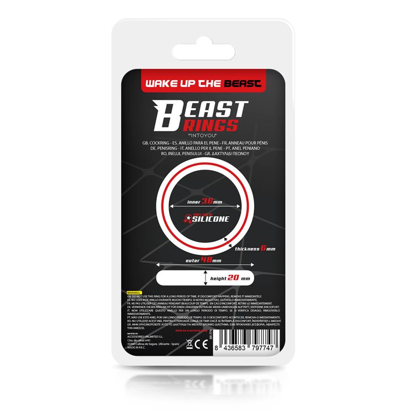 Penis Ring 100% Solid Silicone 3.6 cm Red and Black