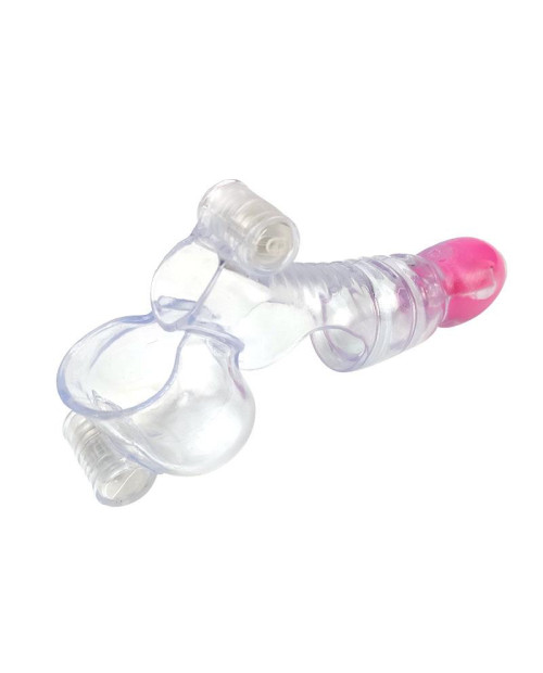 Vibrating Penis and Testicles Sleeve Clear