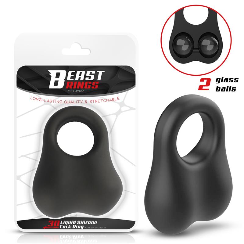 Penis Ring with Glass Balls Liquid Silicone 30 mm