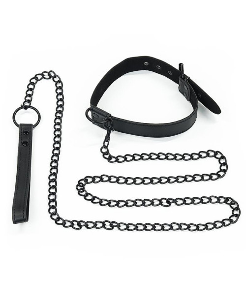 Collar with Leash Black Matt