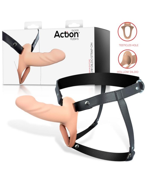 Strap-On with Hollow Dildo Premium Silicone Size S Flesh