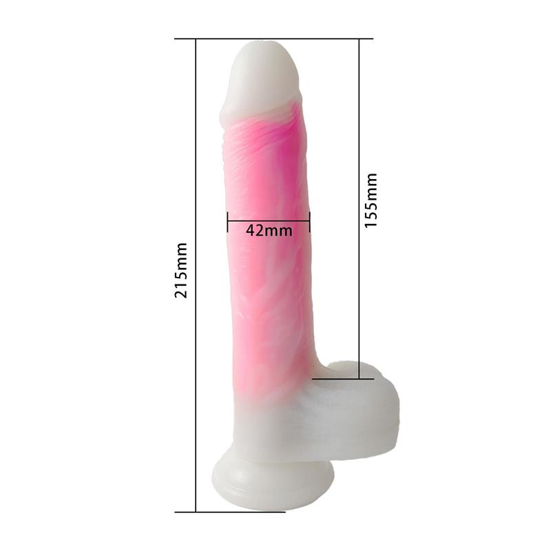 Double-layer Dildo with Vibration, thrusting and heating 21.5 cm