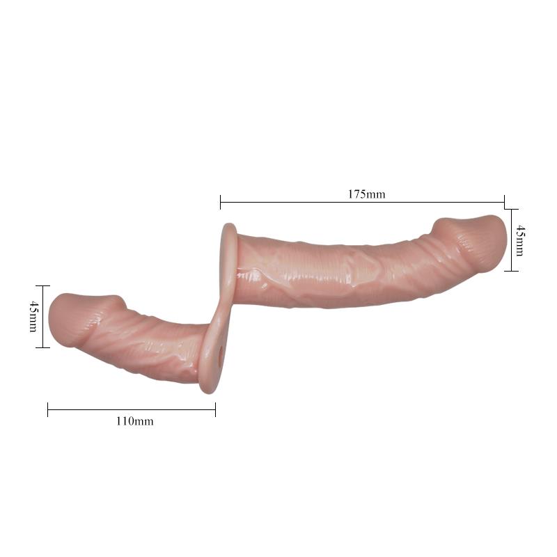 Strap-On with Double Dildo with Vibration Flesh