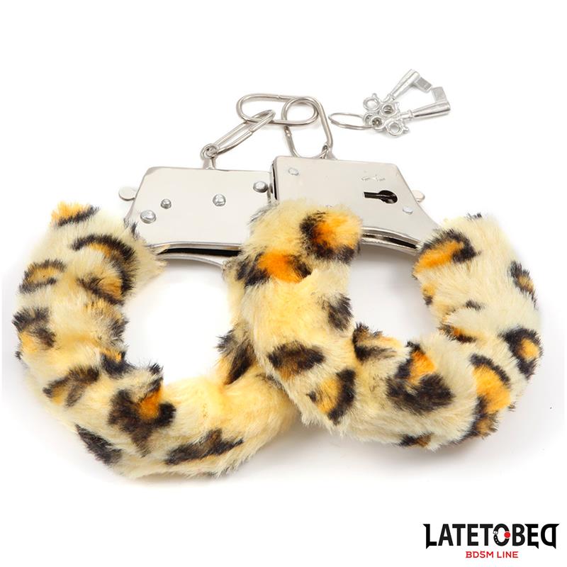 Furry Metal Cuff Animal Print Leopard