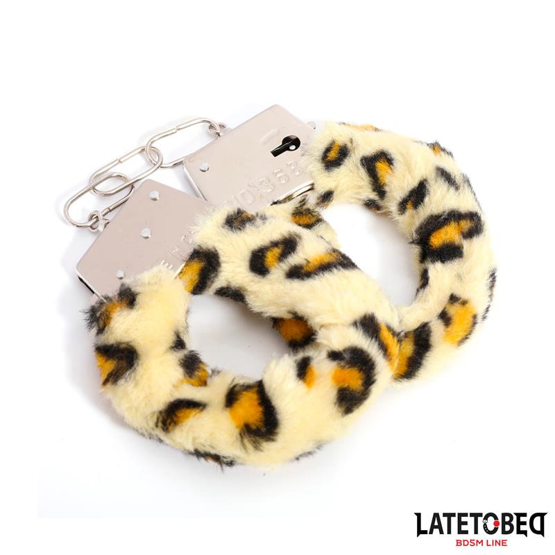Furry Metal Cuff Animal Print Leopard
