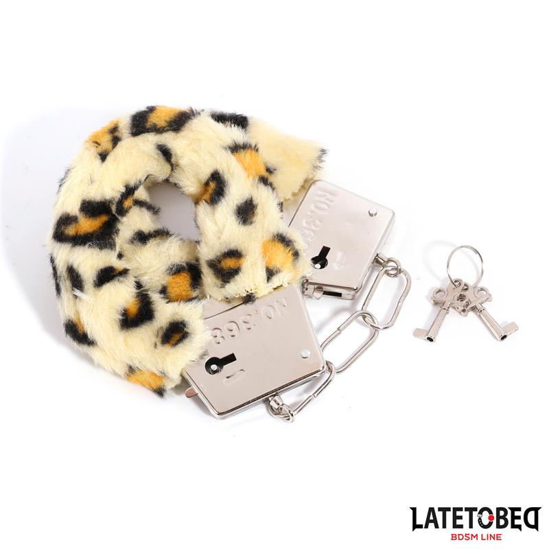 Furry Metal Cuff Animal Print Leopard