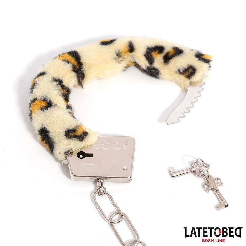 Furry Metal Cuff Animal Print Leopard