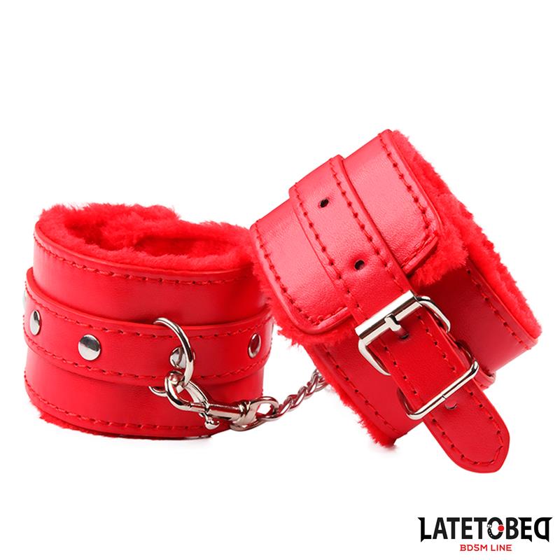 Furry Ankle Cuff Red