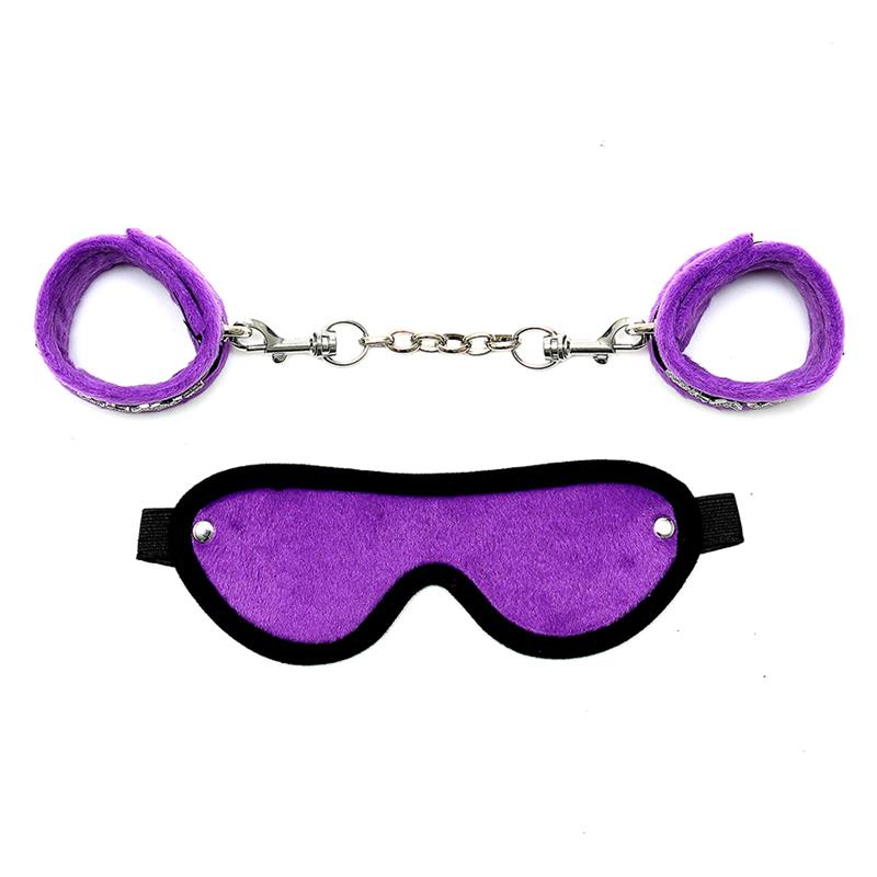 Handcuffs and Eyemask Purple