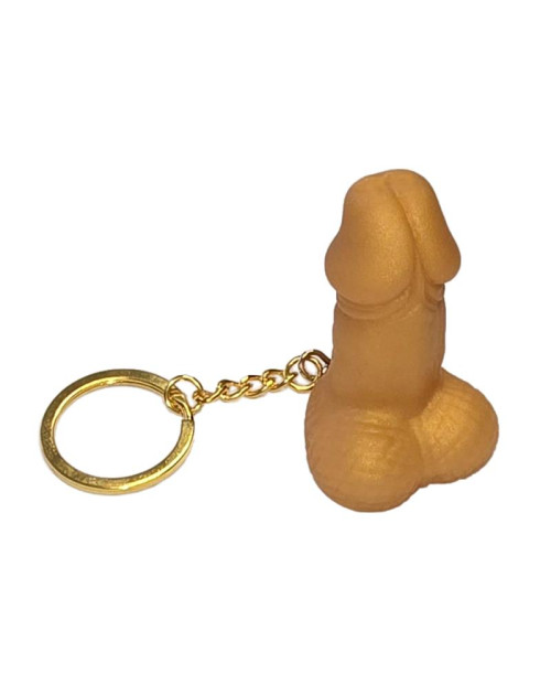 Hard rubber penis-shaped keychain Gold