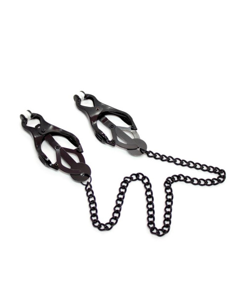 Japanese Nipple Clamps with Chain Black