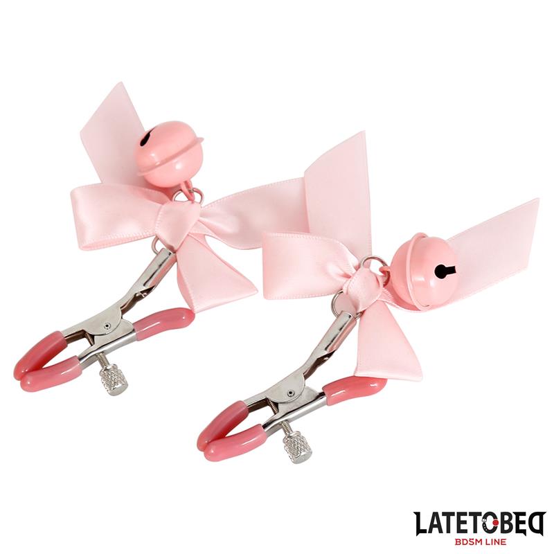 Pink Bow Nipple Clamps with Bell