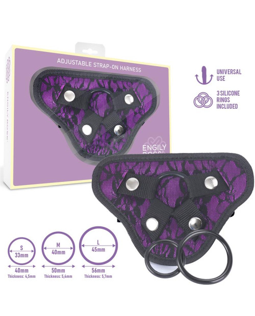 Miley Universal Adjustable Harness with 3 Silicone Rings Purple