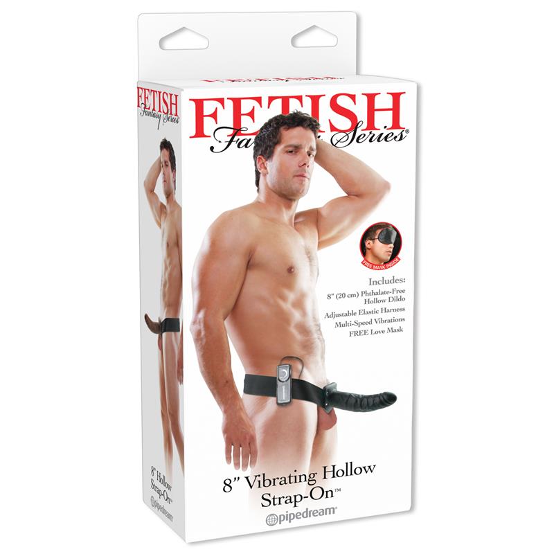 Strap-On with Vibrating Hollow Dildo 8 Black