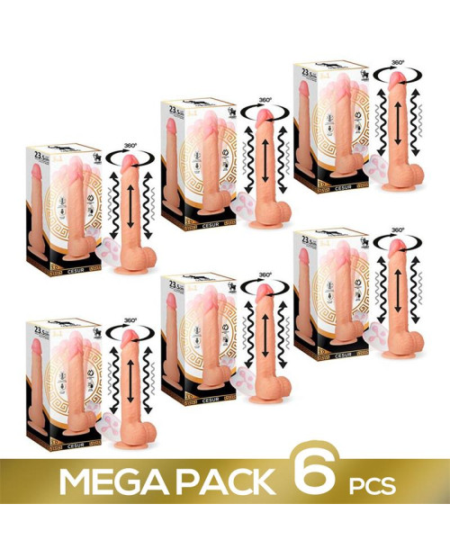 Pack of 6 Cesur 3.0 Realistic Dildo with Vibration, 360? Undulating Movement and Telescopic