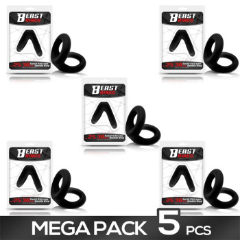 Pack 5 Solid Silicone Double Penis Ring 2.5-3 cm