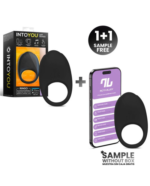 Pack 1+1 Ringo Silicone Vibrating Ring with App Black
