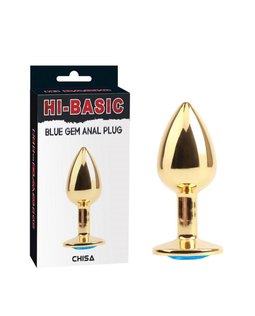 Golden Butt Plug with Blue Jewel