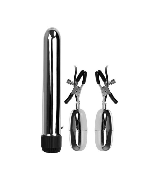 Baile Vibrating Bullet and Nipple Clamps with Vibration Set Turbo