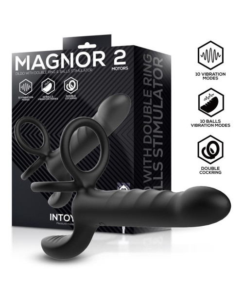 Magnor Dildo with Double Ring and Balls Stimulator
