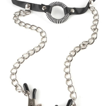 O-Ring Gag with Nipple Clamps