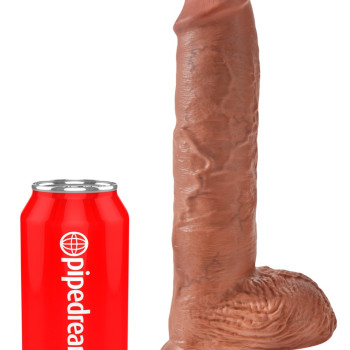 King Cock 10 inch Balls Tan